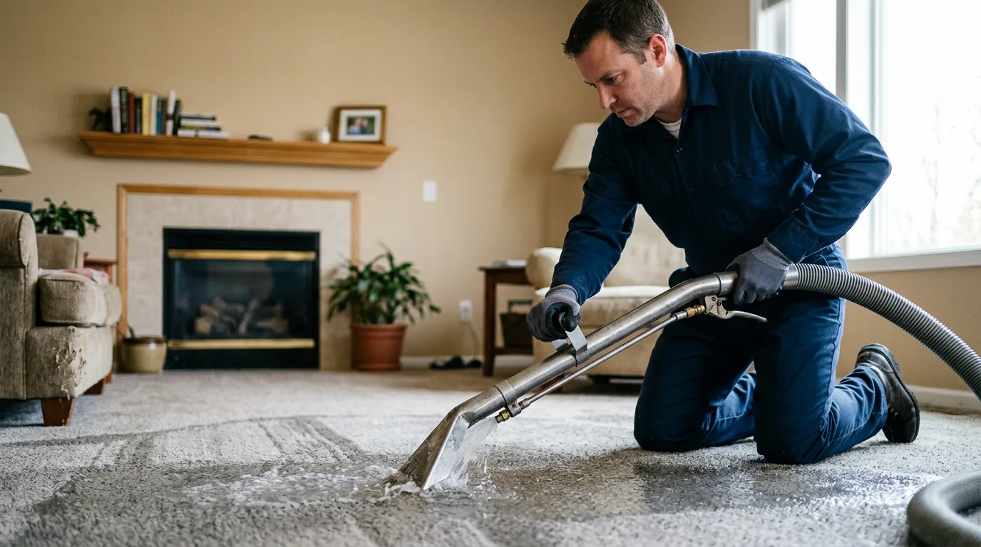 Water damage restoration technician working near Gypsum, OH